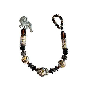 Vintage 1987 Maiden Vermont DP Ltd Lion Beaded Bracelet 8.5" long